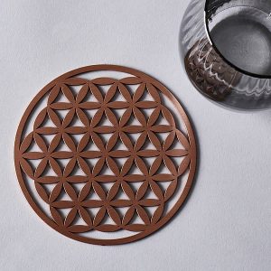 Coaster sized 140mm 5.5 inches flower of life pure copper resonance plate perfect for energising your water