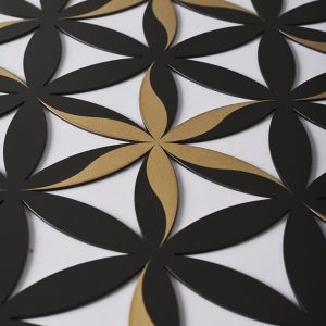 Flower of Life (Floral Pattern) Black With Gold Trim