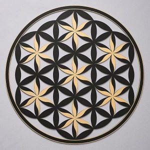 Flower of Life (Floral Pattern) Black With Gold Trim