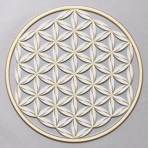 Flower of Life (Line Pattern) Pearlescent White With Gold Trim