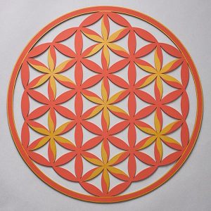 Flower of Life (Floral Pattern) Orange With Gold Trim