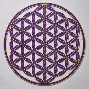 Flower of Life (Line Pattern) Purple With Gold Trim