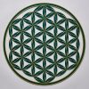 Flower of Life (Line Pattern) Green With Gold Trim