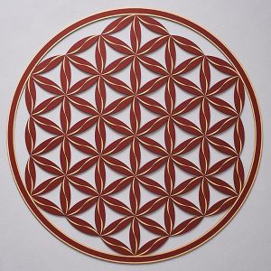 Flower of life (Line Pattern) Red With Gold Trim