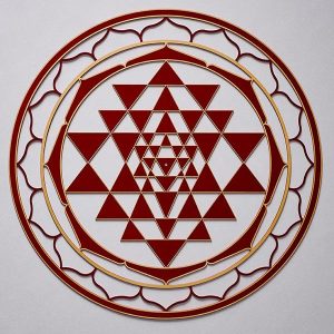 Sri Yantra Red with gold trim
