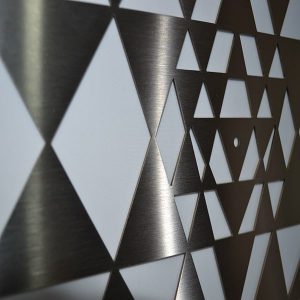 Sri Yantra Stainless Steel Close up of Triangles and Bindi
